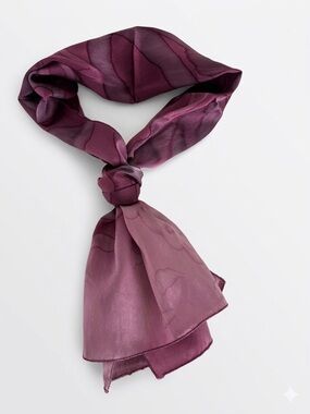 Hand Painted Silk-Feel Abstract Art Scarf - Plum & Mauve